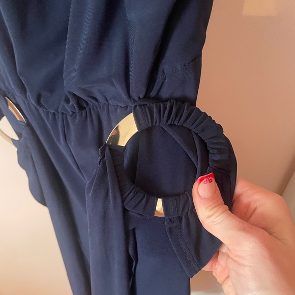 MSK Womens Navy Split Leg O-Ring Formal Jumpsuit Large Gold Ring (T) - Picture 5 of 5